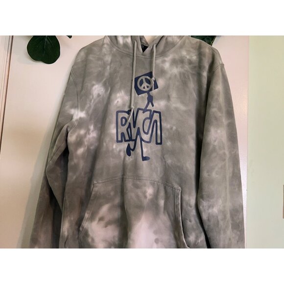 RVCA Hoodie Tie Dye Unisex Size L Pullover Peace Graphic Streetwear Skater Surfe - Picture 1 of 9